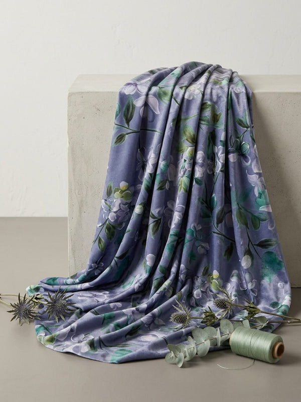Purple Watercolour Floral BSY Velvet Digital Printed Fabric