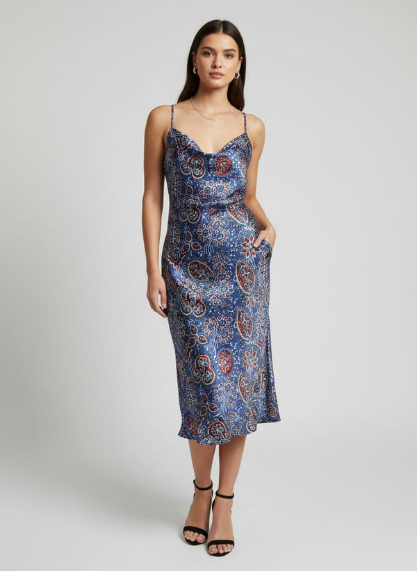 Dola Silk Ajrakh Printed Fabric - Slip Dress Lookbook - DS-0-AA788-110 - alternate view