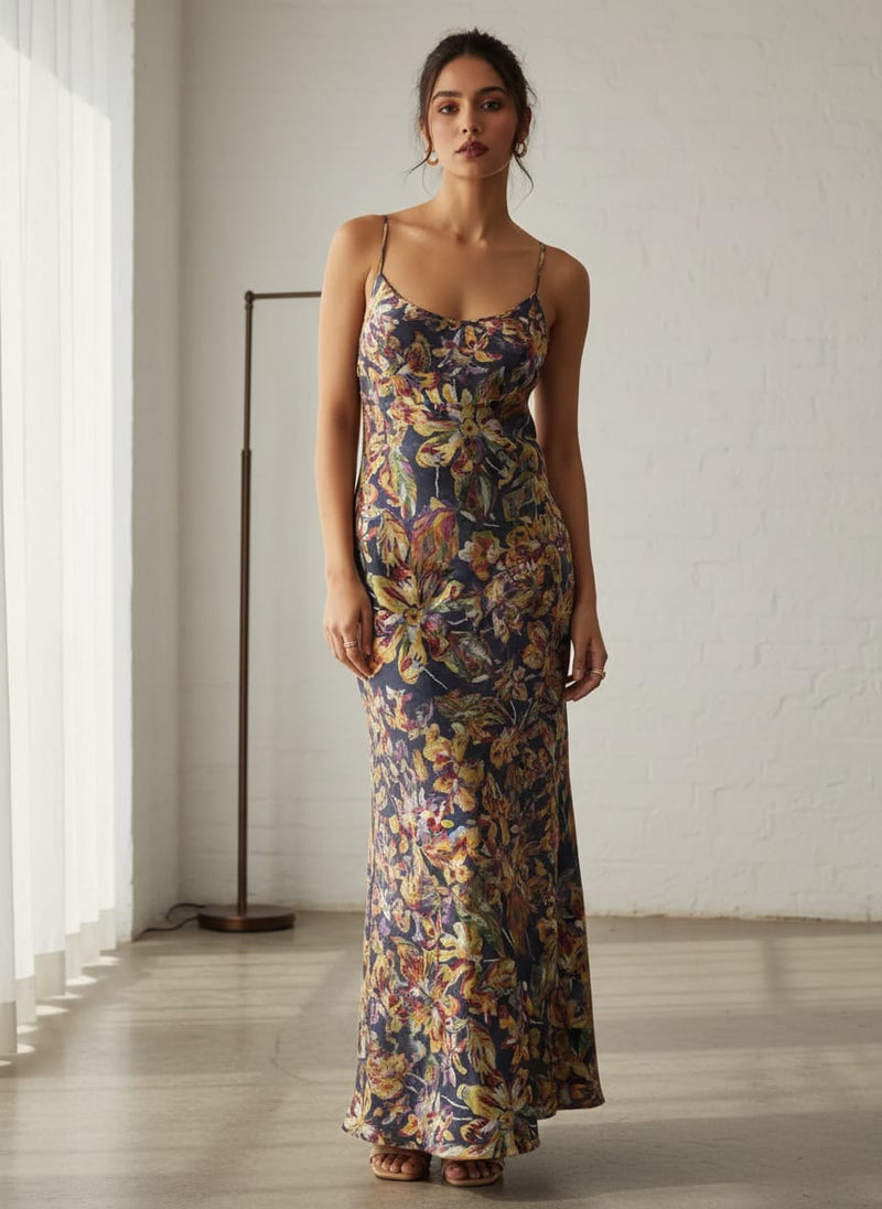 Floral Printed Dola Silk Fabric