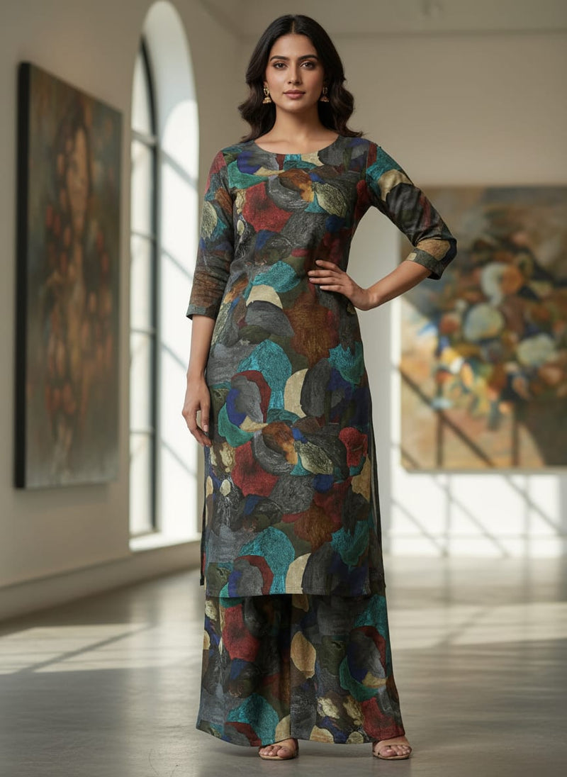 Abstract Print Crepe Fabric
