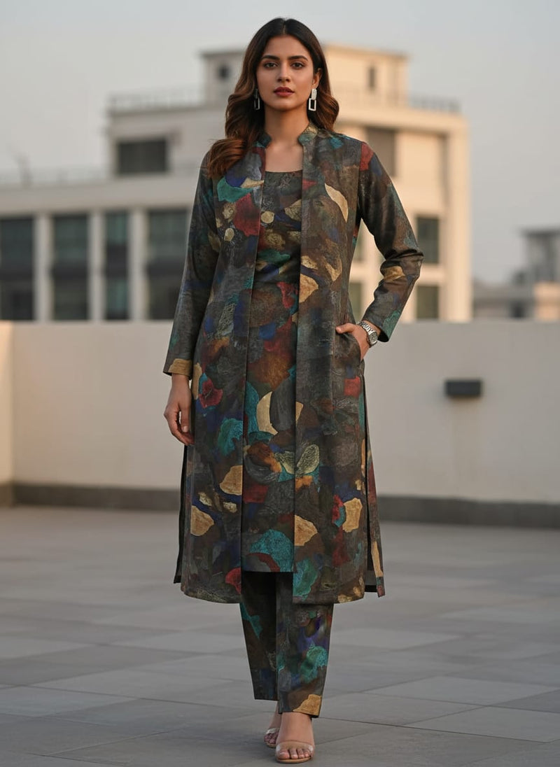 Abstract Print Crepe Fabric