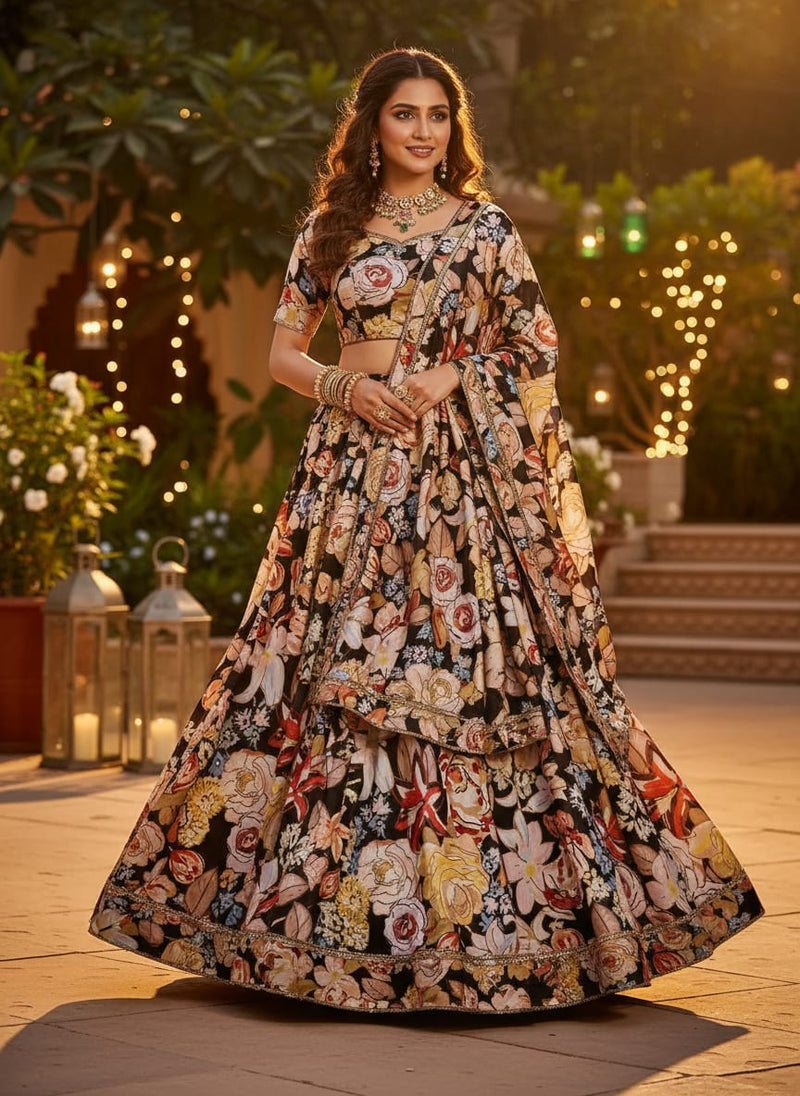 Black Floral Fabric