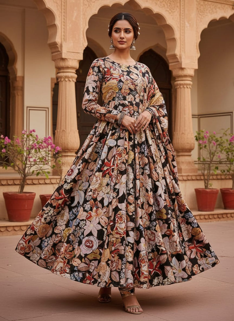 Black Floral Fabric