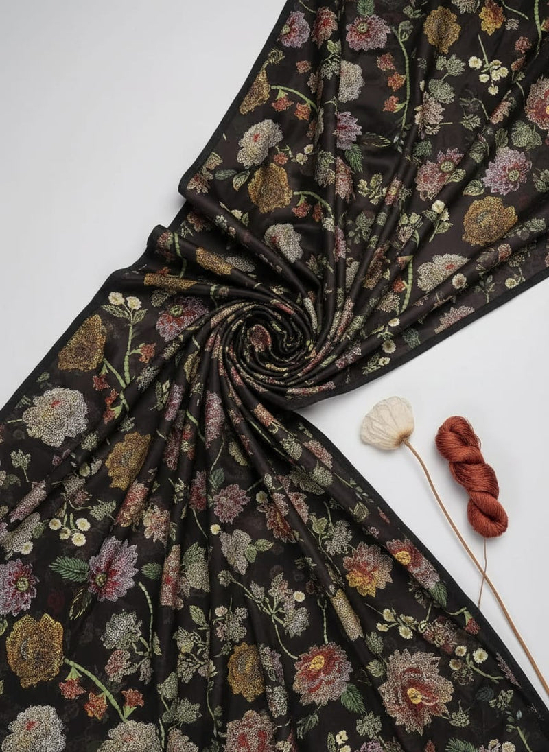 Black Floral Fabric