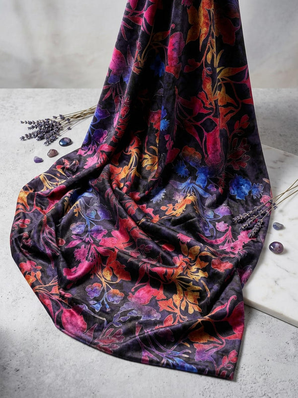 BSY Velvet Floral Print Fabric