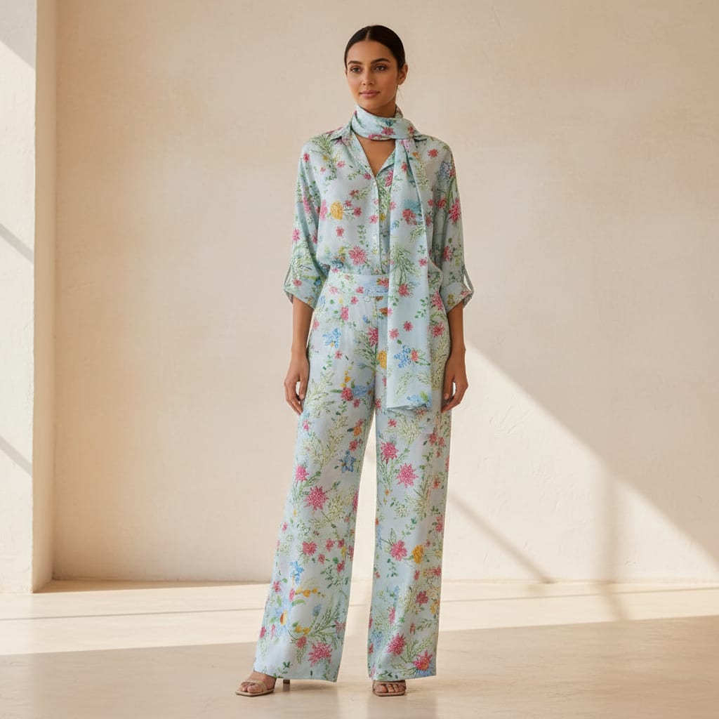 Linen Floral Printed Fabric