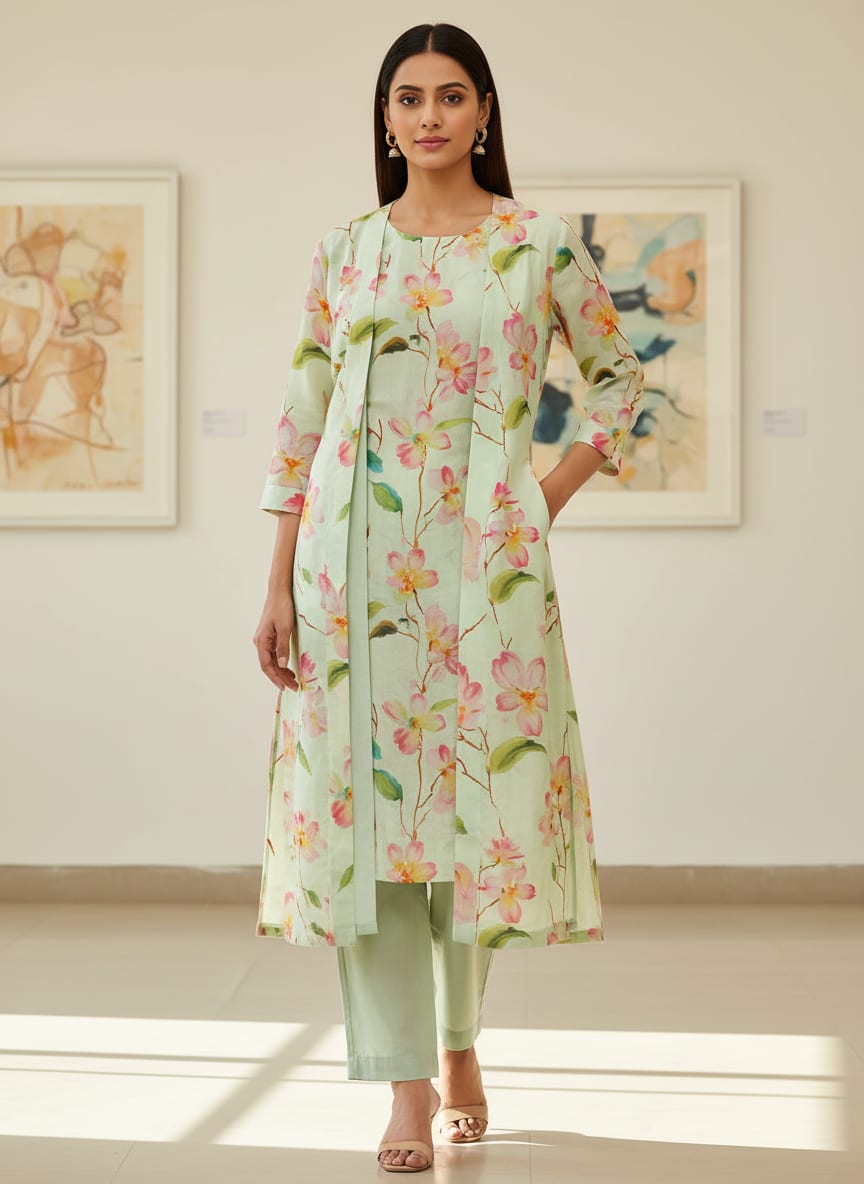 Linen Floral Printed Fabric