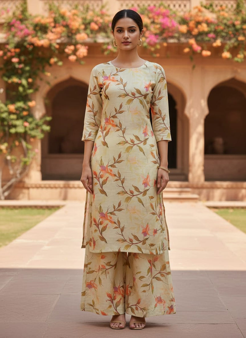 Linen Floral Printed Fabric