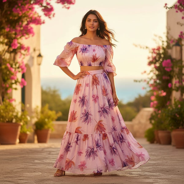 Pink Floral Fabric - alternate view