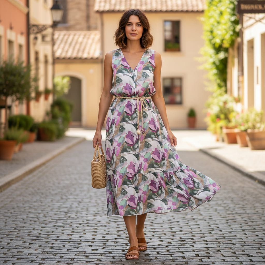 Linen Floral Printed Fabric