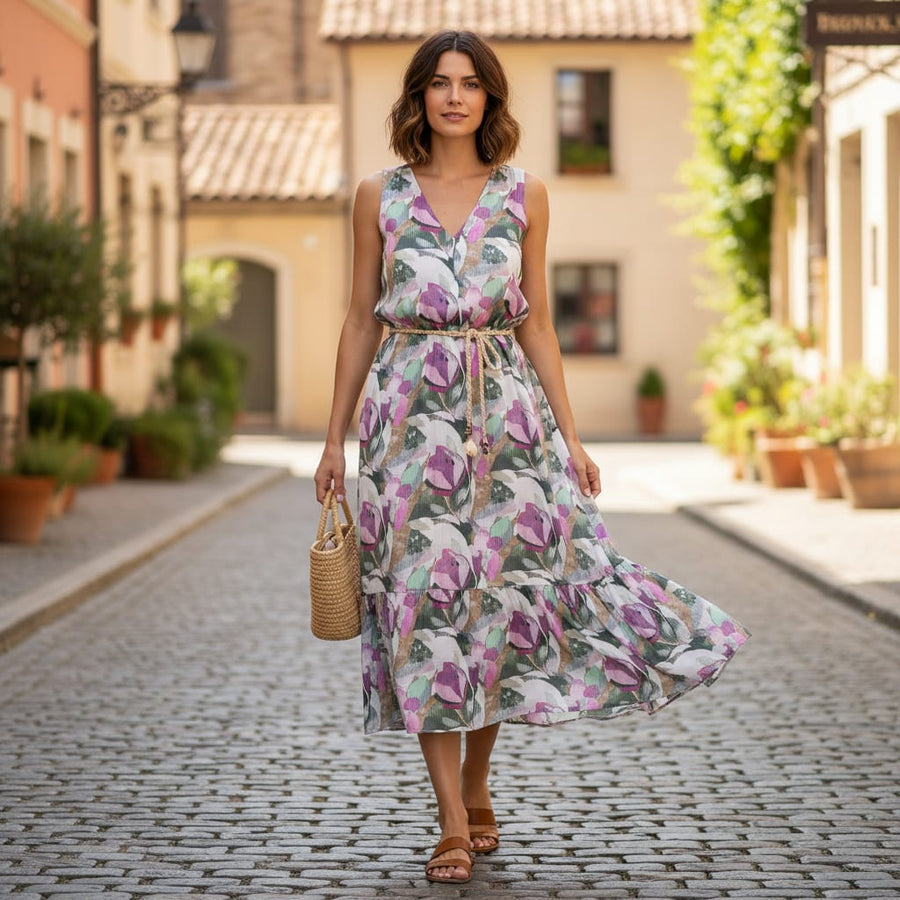 Linen Floral Printed Fabric