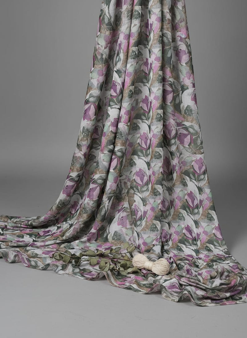 Linen Floral Printed Fabric