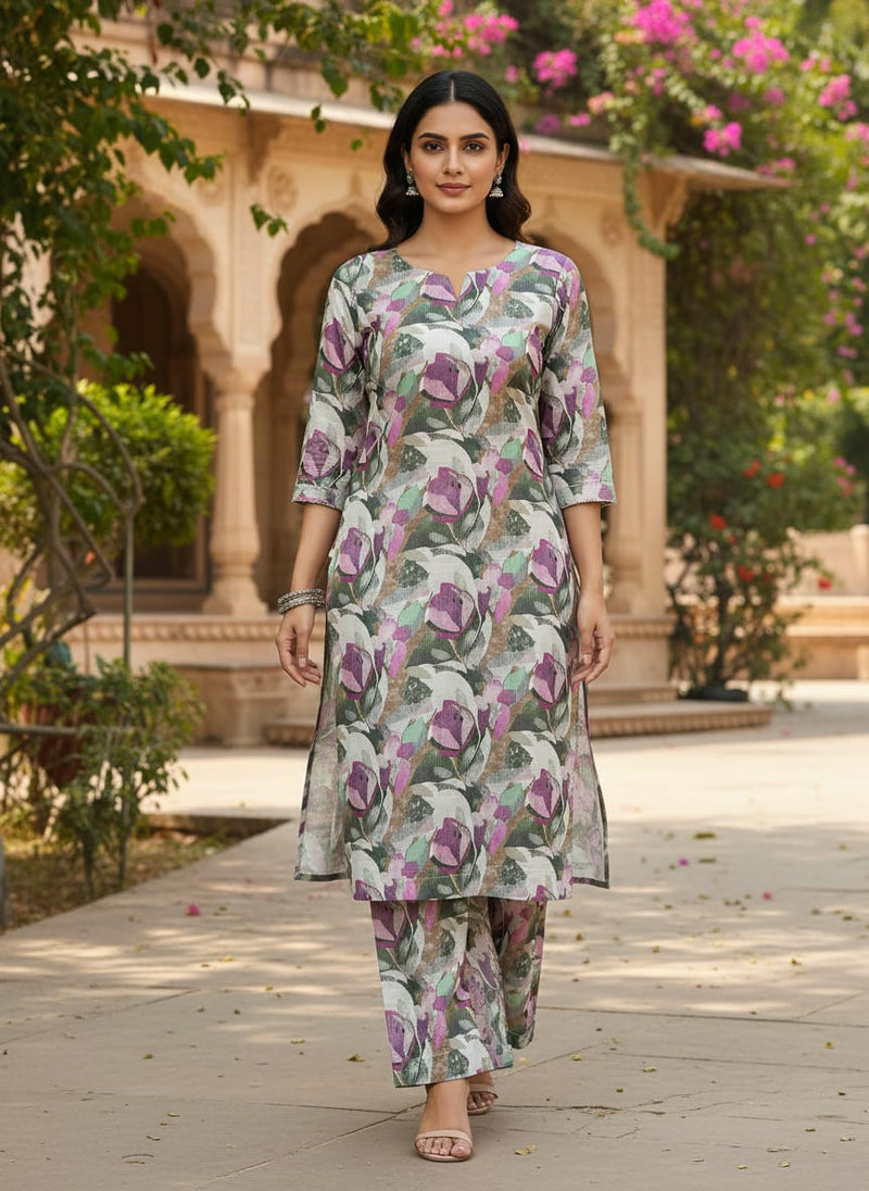 Linen Floral Printed Fabric