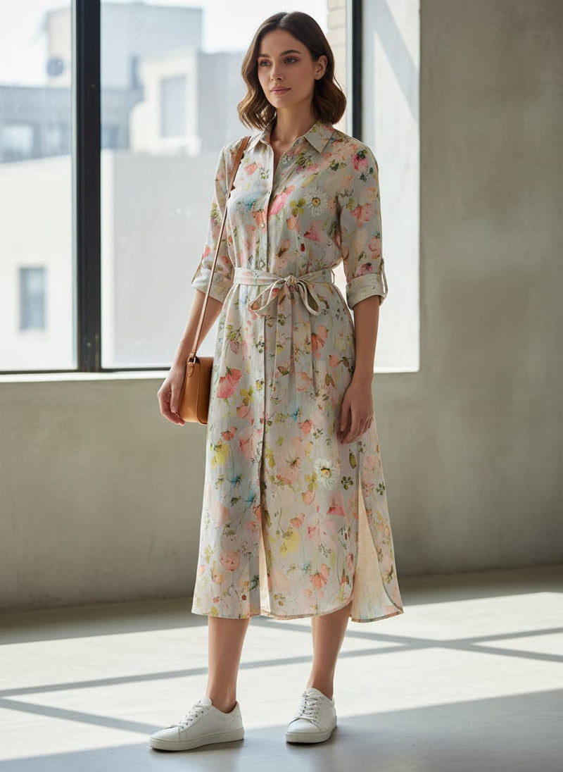 Linen Floral Printed Fabric