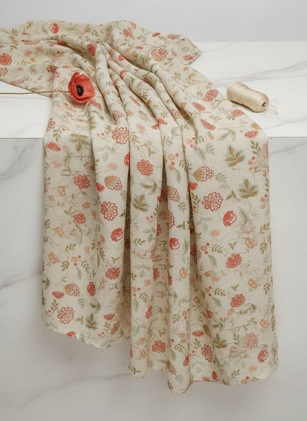 Linen Floral Printed Fabric - Fabric Editorial Studio Flatlay Lookbook - POLI-SA-AA849-110