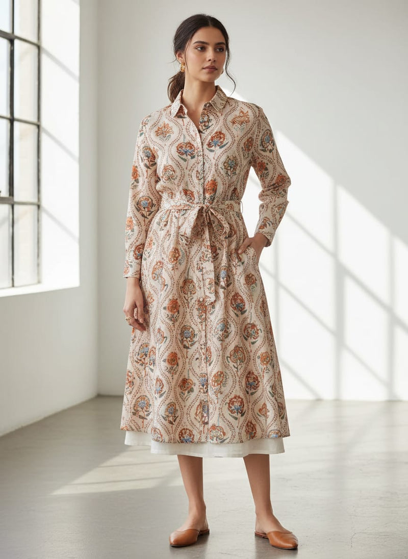 Floral Printed Linen Fabric