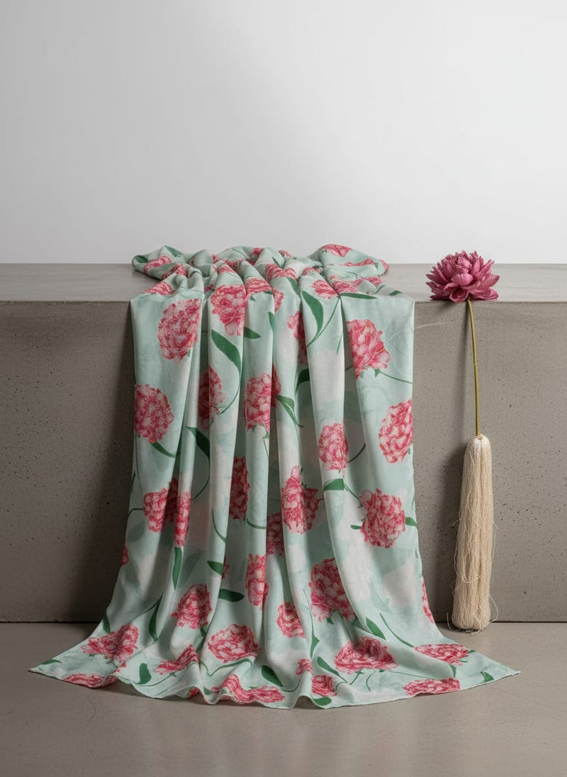 Peach Floral Crepe Fabric