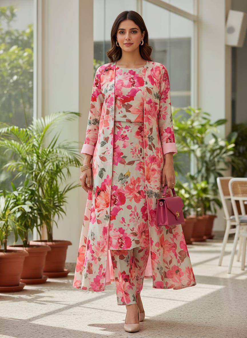 Floral Printed French Crepe Fabric