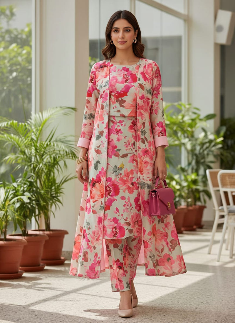 Floral Printed French Crepe Fabric