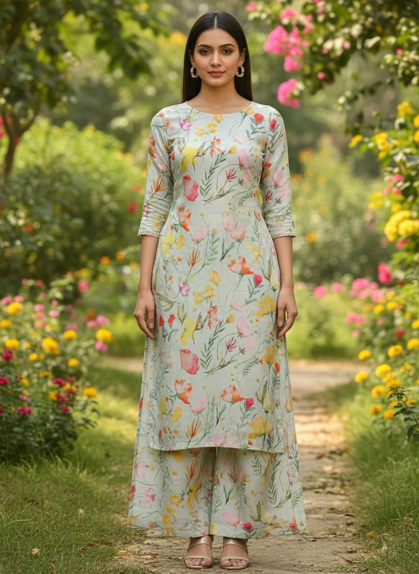 Floral Printed French Crepe Fabric