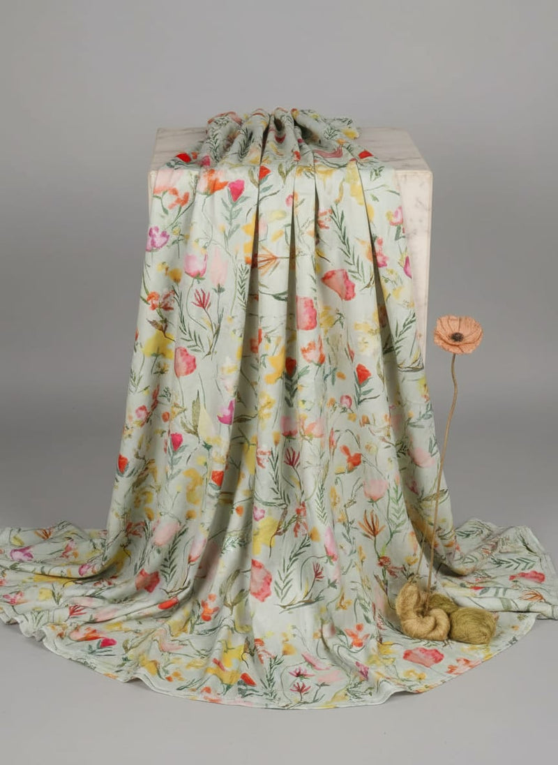 Floral Printed French Crepe Fabric