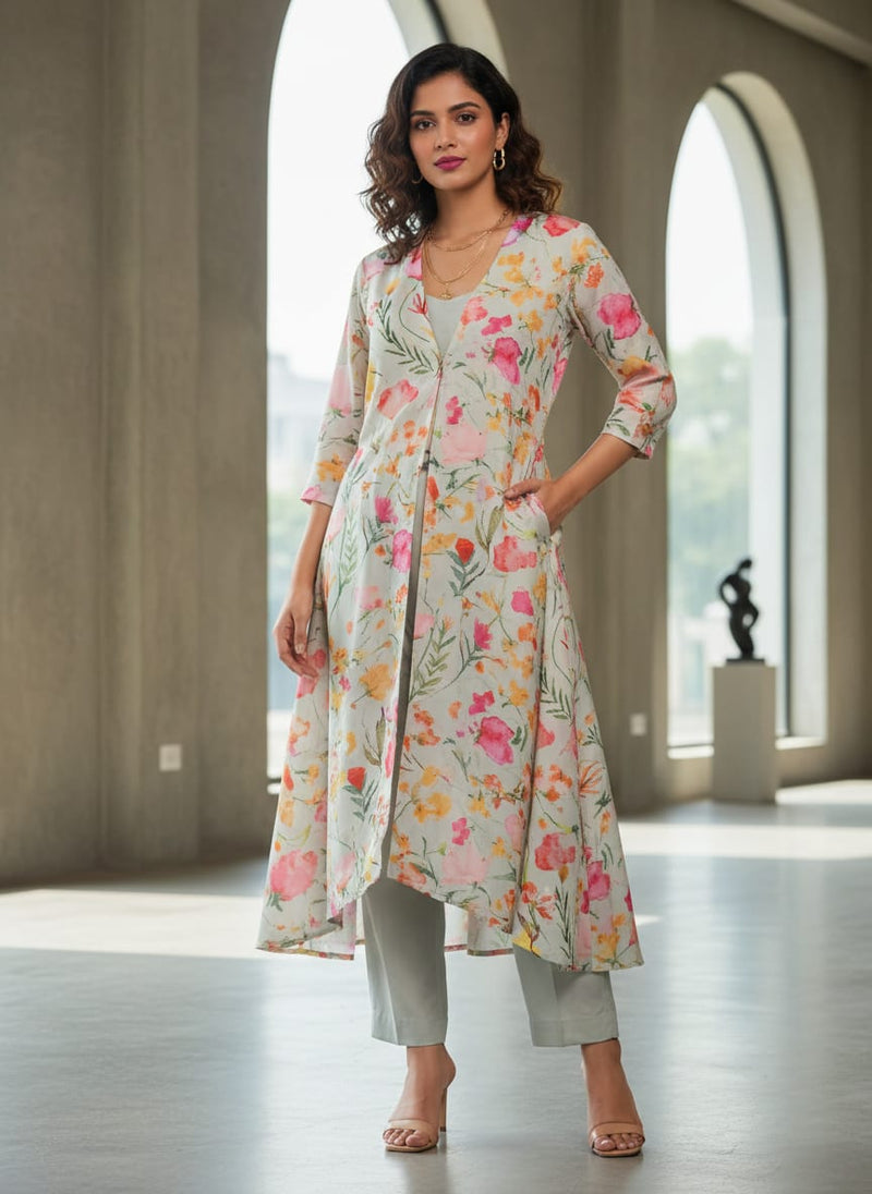 Floral Printed French Crepe Fabric