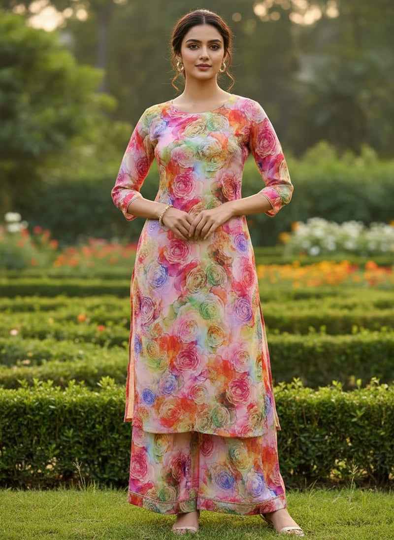 Watercolor Floral Crepe Fabric