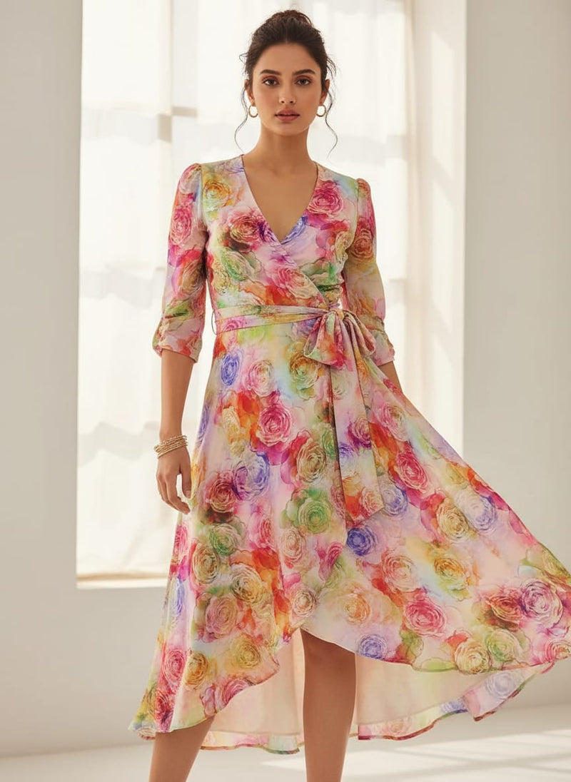 Watercolor Floral Crepe Fabric