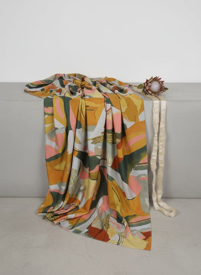 Abstract Printed French Crepe Fabric