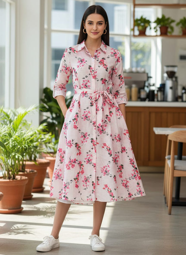 Linen Satin Floral Printed Fabric - Shirt Dress Lookbook - POLI-SA-AA844-110 - alternate view