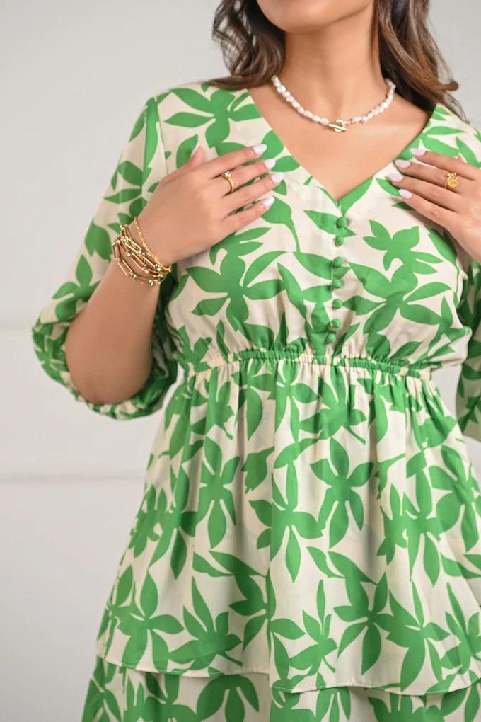 Green Leaf Printed Midi Dress – 89.2
