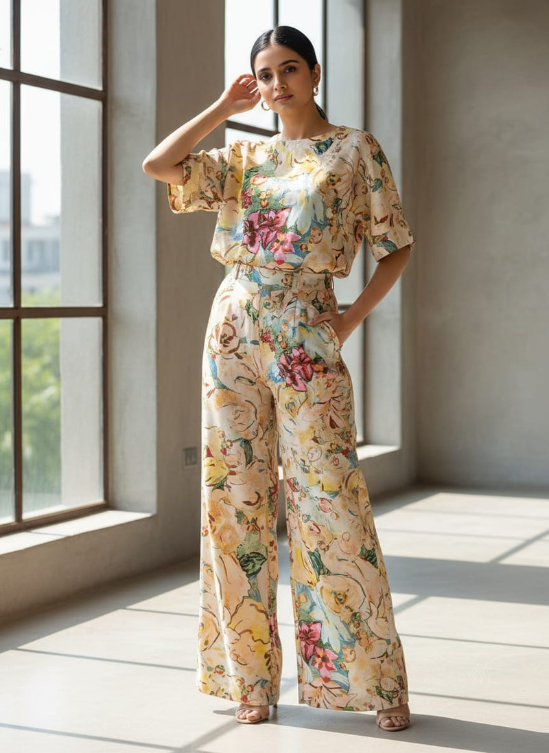 Multi-color Abstract Floral Digital Print Polyester Fabric