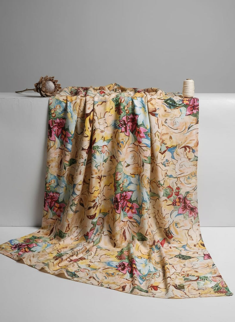 Multi-color Abstract Floral Digital Print Polyester Fabric