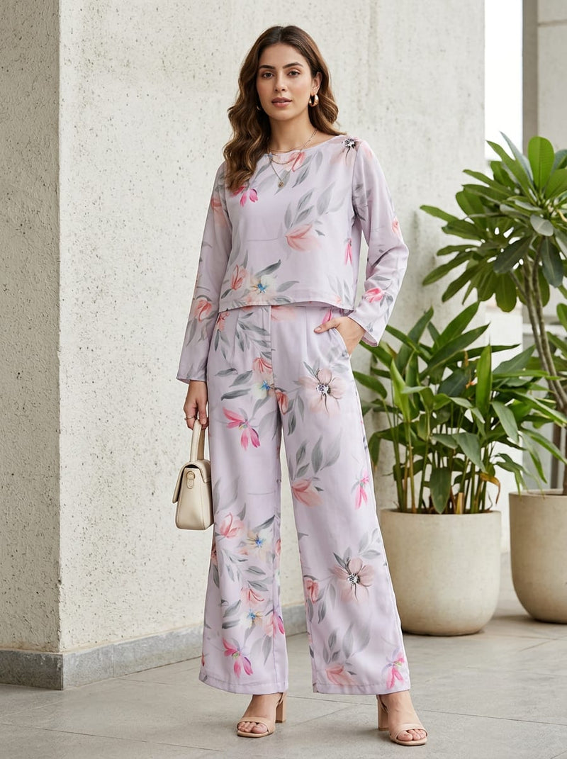Grey Watercolour Floral Botanical Premium Quality Digital Printed Fabric