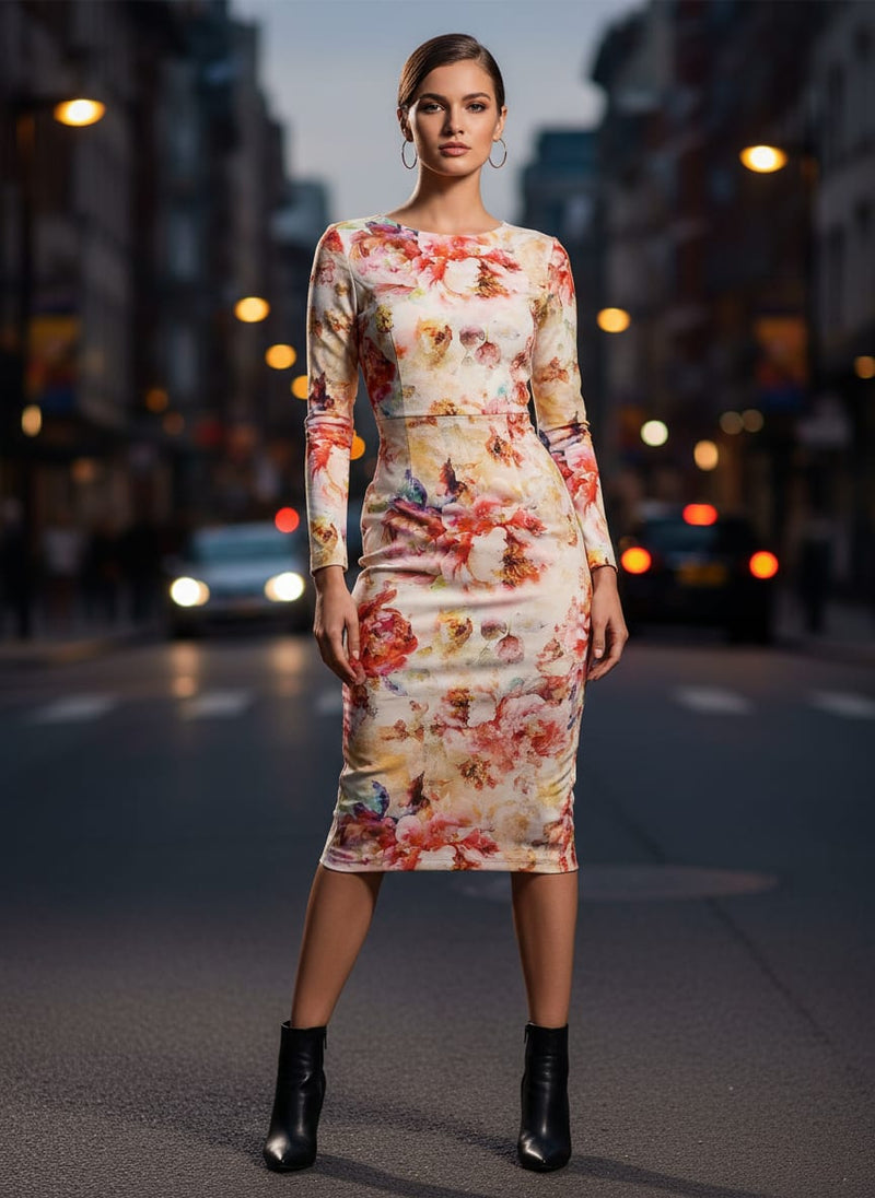 Multi Floral Printed French Crepe Polyester Fabric