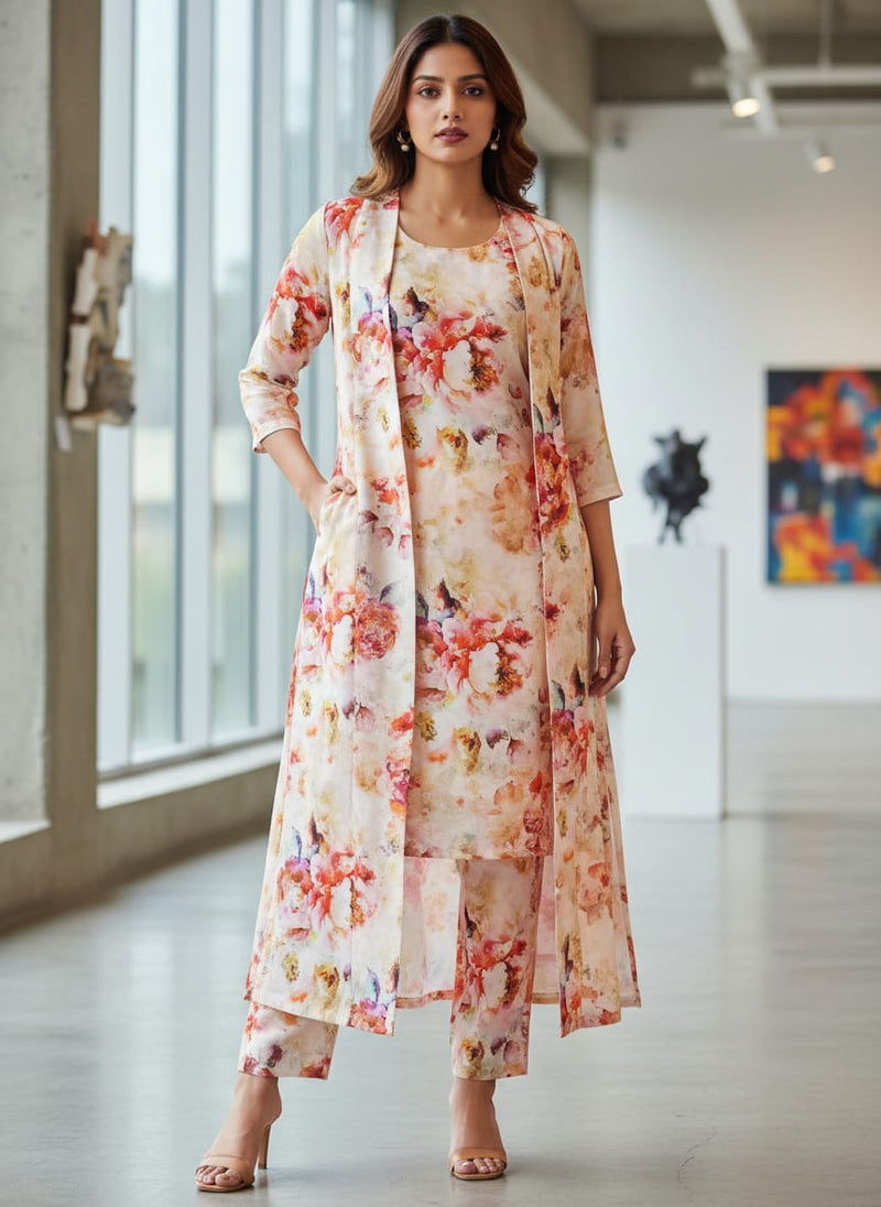Multi Floral Printed French Crepe Polyester Fabric