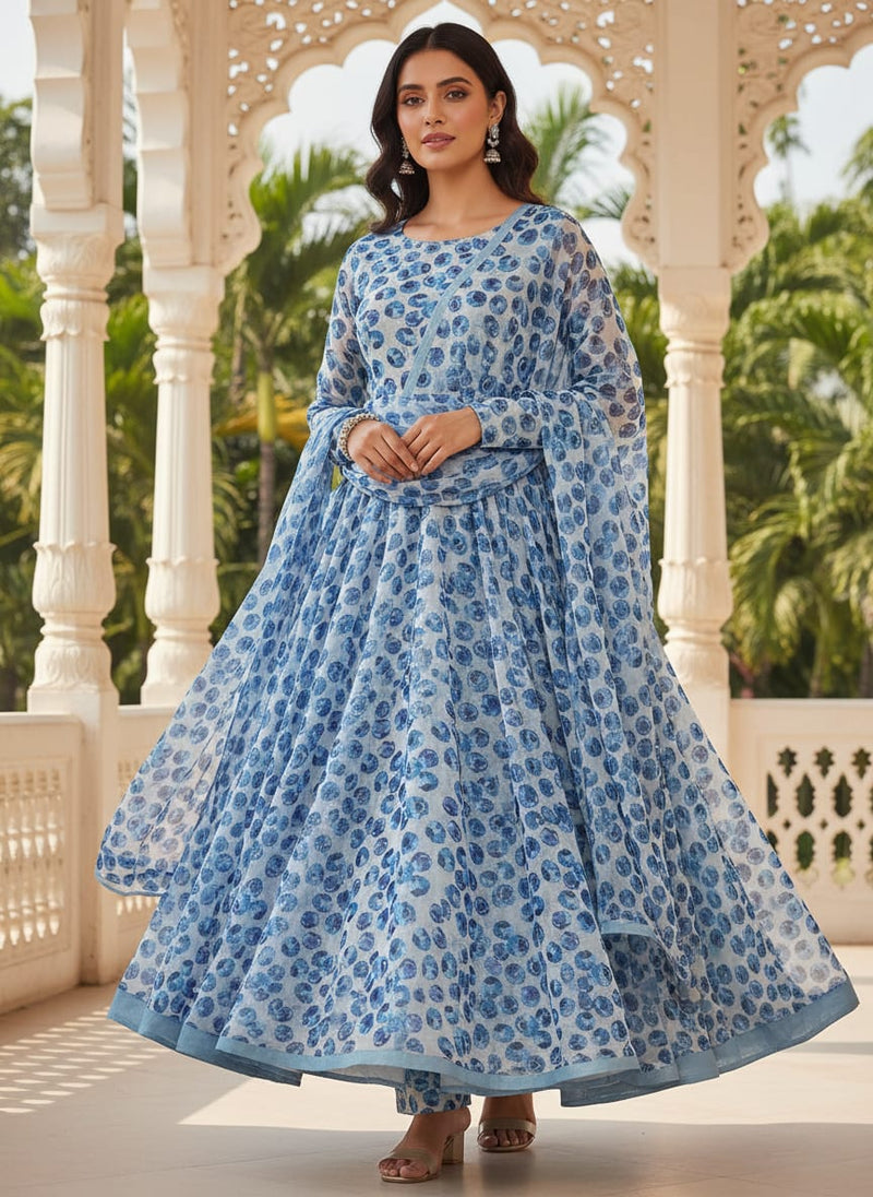 Blue Starry Organza Fabric