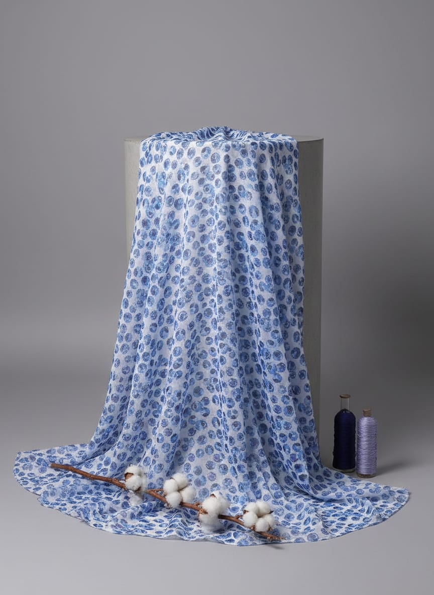 Blue Starry Organza Fabric