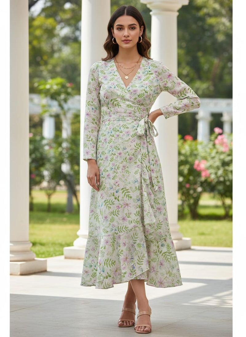 Tusser Silk Floral Printed Fabric