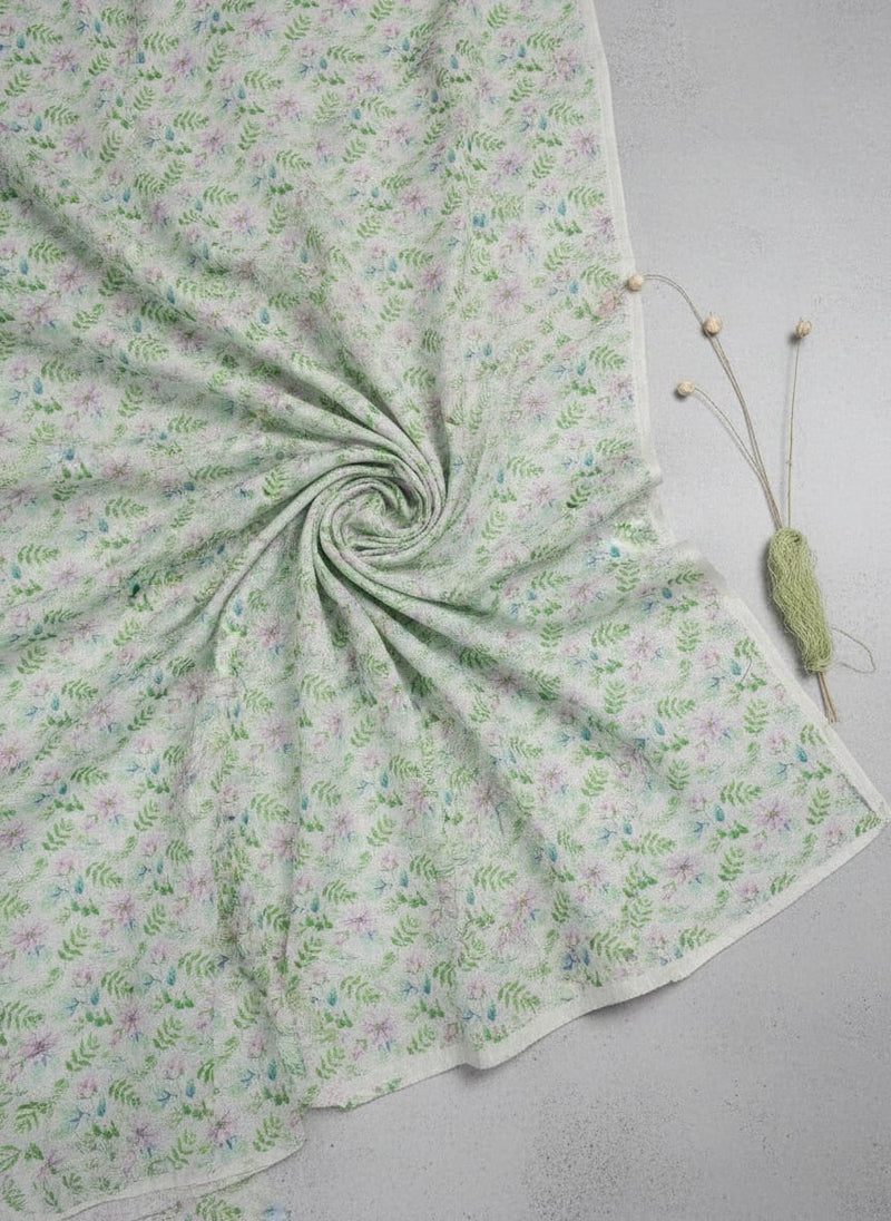 Tusser Silk Floral Printed Fabric