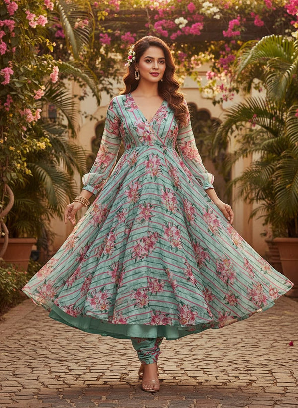 Printed Fabric by FAB VOGUE Studio - Anarkali Kurta Set Lookbook - BR-0-TA07710-108 - alternate view
