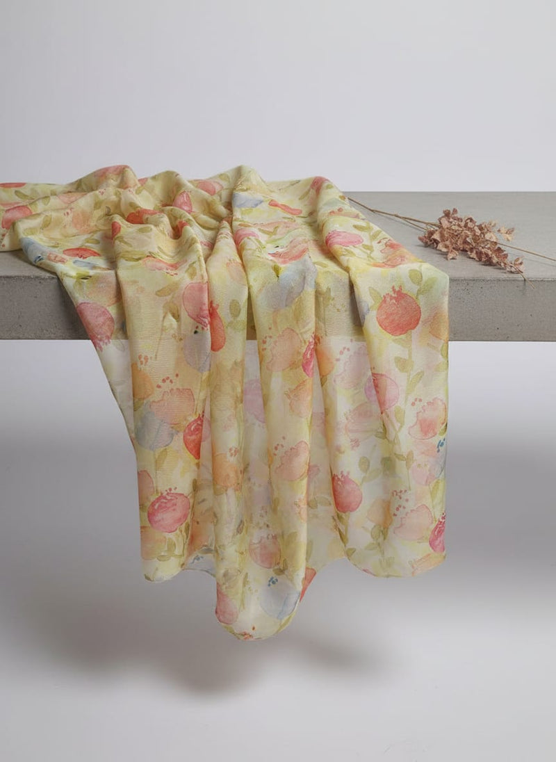 Floral Bloom Organza Fabric – Peach