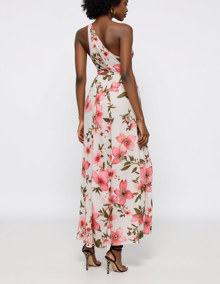 Beautiful Red Flowers over White Base Digital Printed Fabric