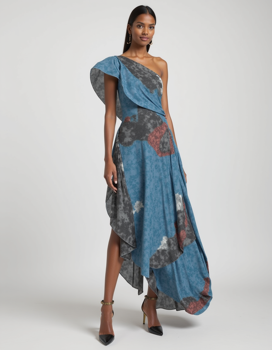 Abstract Print Crepe Fabric