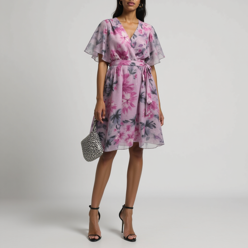 Classy and colorful floral chiffon fabric - Pink