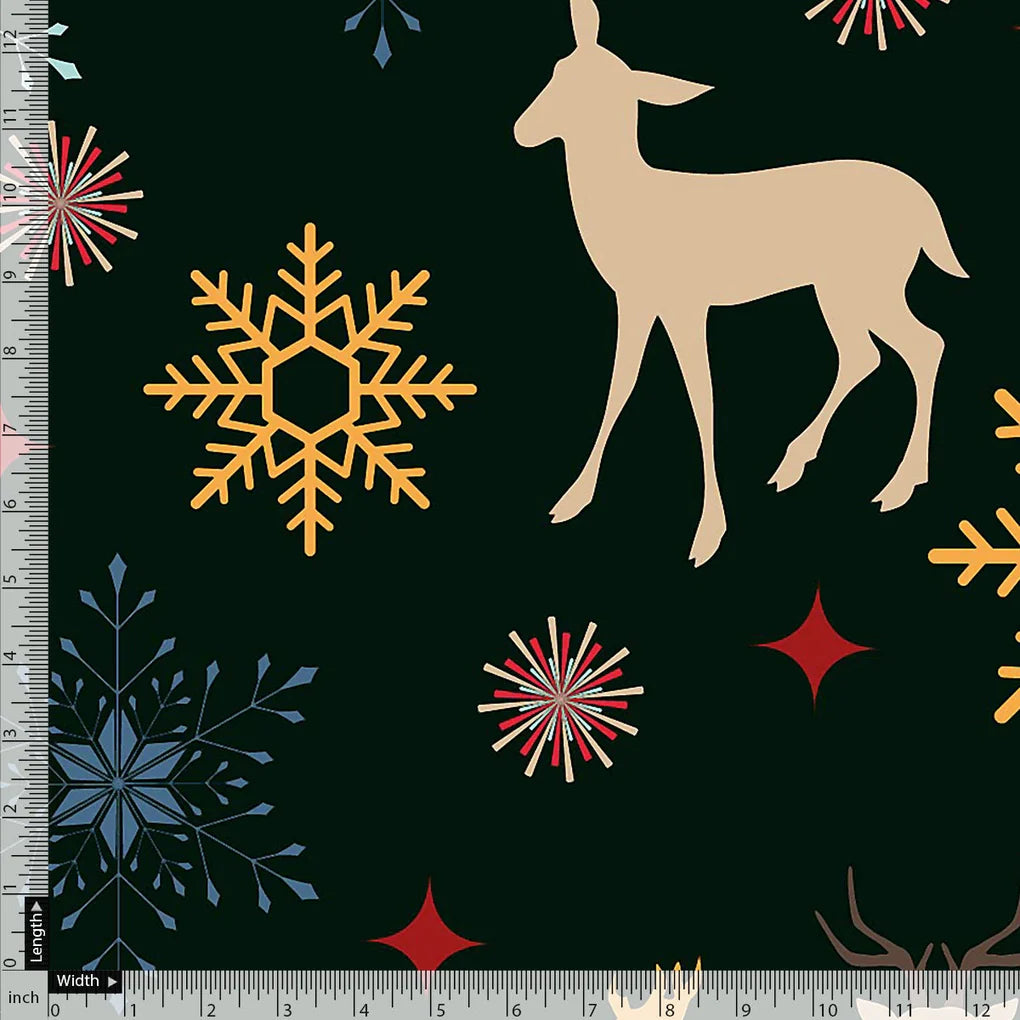 Classy Green & Red Christmas Design Japan Satin Printed Fabric – 9.1