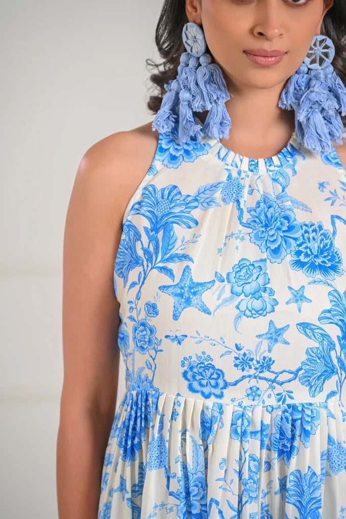 Floral Halter Neck Muslin Dress – 90.2