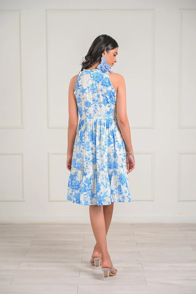Floral Halter Neck Muslin Dress – 90.3