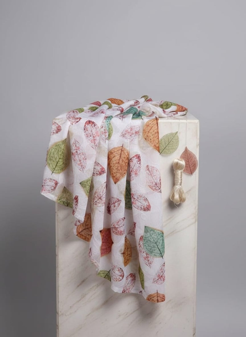 Autumnal Leaves Digital Print Soft Brasso Fabric