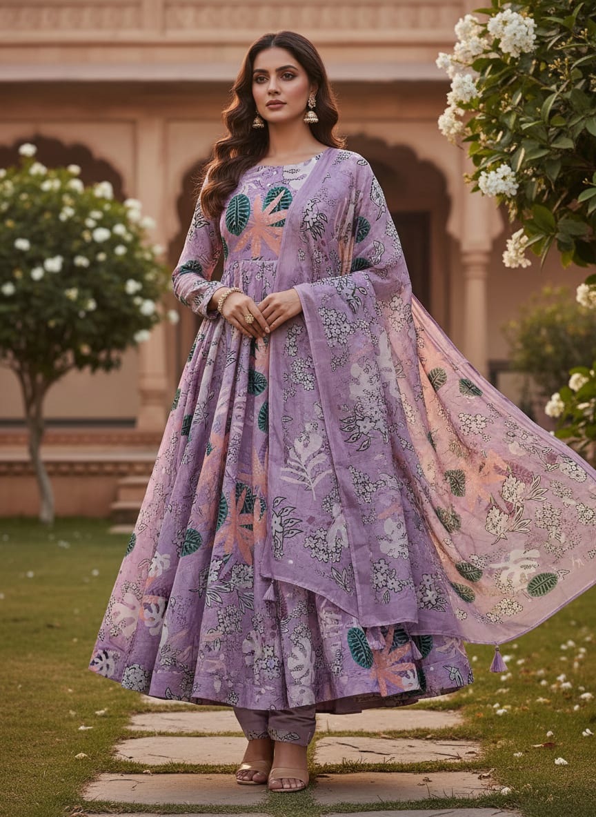 A fluid canvas where twilight hues and botanical sketches gracefully intertwine.